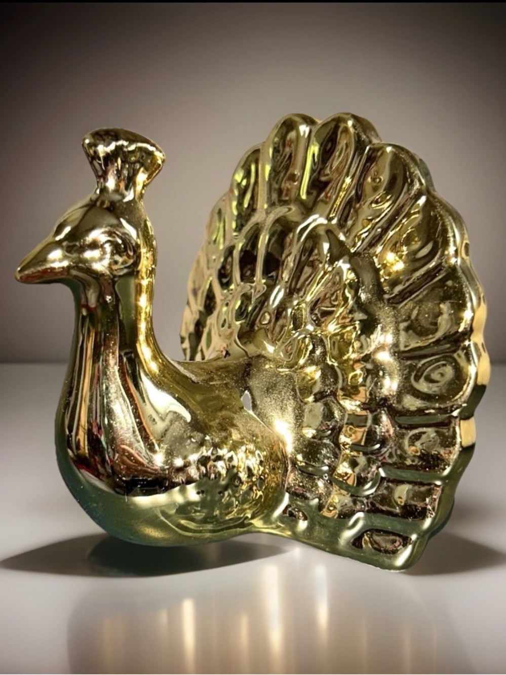 Gold Ceramic Peacock Figure